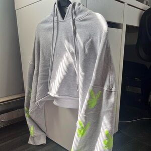 Cropped gray Playboy hoodie